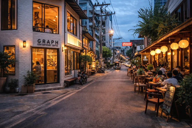 Cafeterías y ambiente moderno en Nimman para alojarse en Chiang Mai