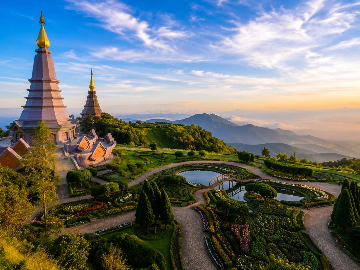Paisaje de naturaleza y montaña en Doi Inthanon desde Chiang Mai
