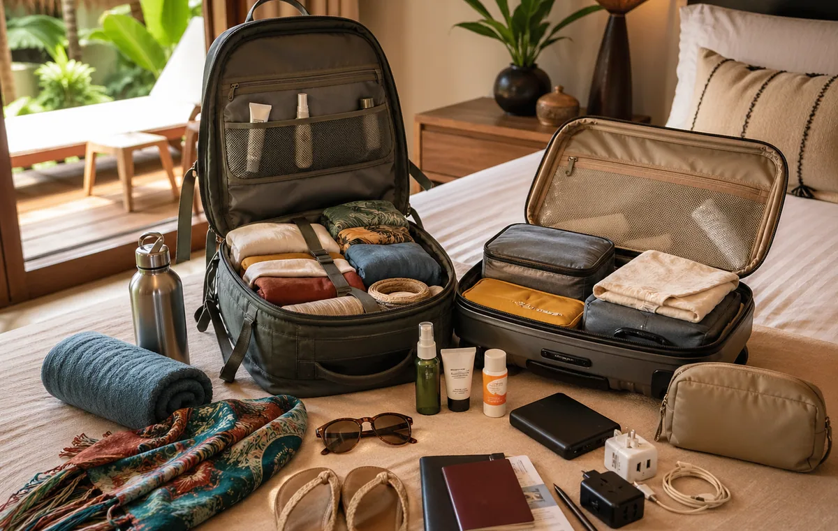 Mochila y lista de equipaje para preparar un viaje de 15 días a Tailandia