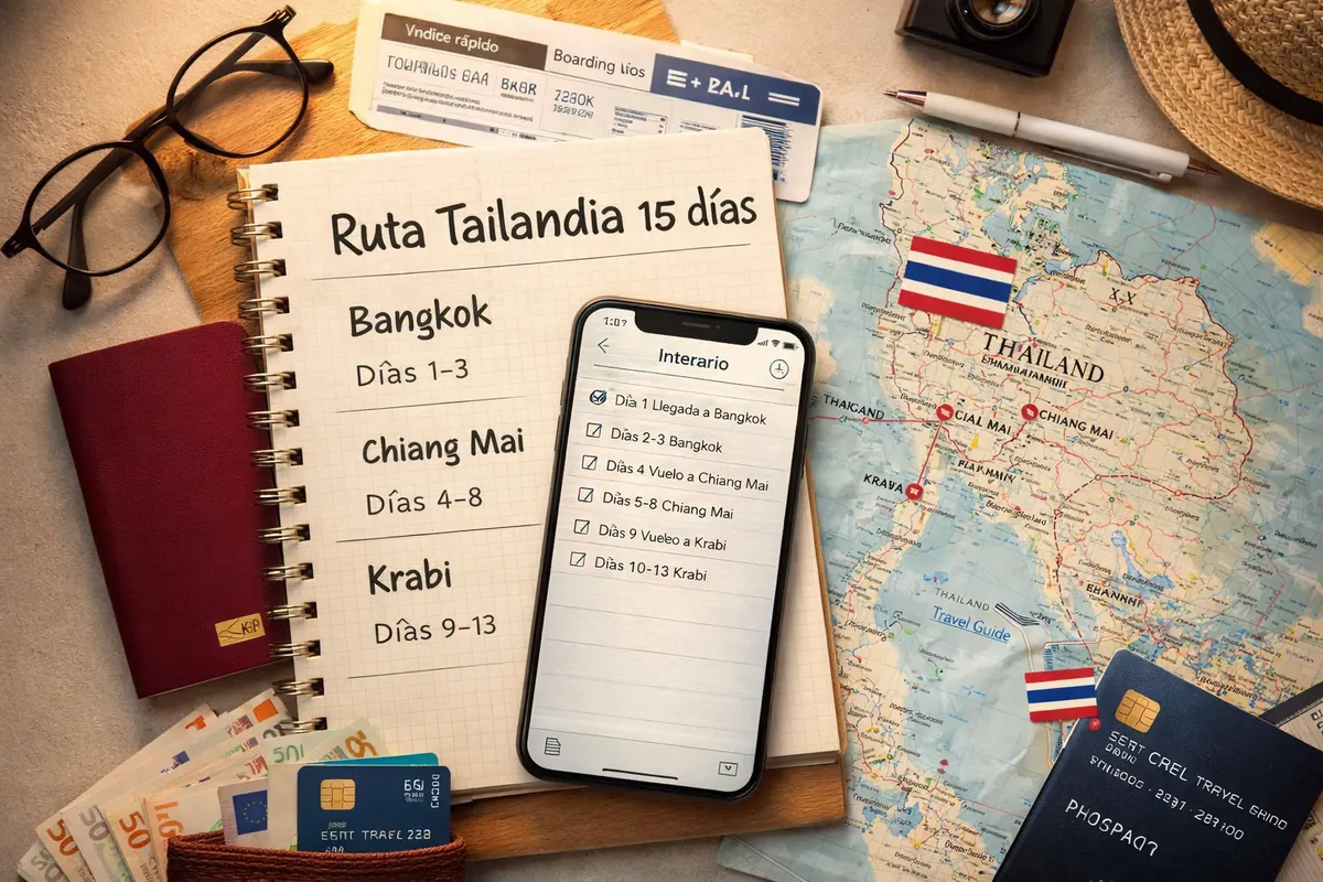 Ruta Tailandia 15 días con planificación de itinerario, mapa y presupuesto para una primera vez